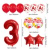 32 Inch 3 Balloon Number, Red Balloons, Red Confetti Latex Balloon Foil Balloons Mylar Balloons 3 Birthday Balloon for Anniversary Supplies Kids Birthday Party
