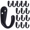 IBosins 15PCS Coat Hooks Wall Mounted Single Prong Robe Hook for Hanging Towel Hooks with 30 Screws for Bags, Hat, Cap, Scarf, Cup (Black)