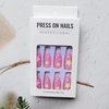 24 Pcs Pink Press on Nails Almond Medium Kawaii Cute Fake Nails Press ons Fashion Nail Tips Full Cover False Nails with Designs Stick on Nails Glue on Nails Acrylic Nail Kit Art for Women Manicure