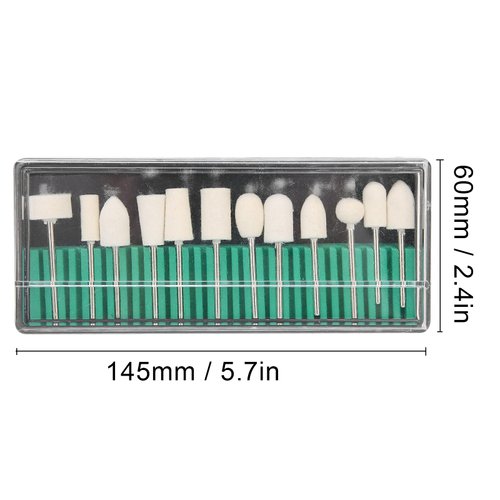 Haosie 12PCS Wool Felt for Women Nail Grinding Polishing, Nail Drill Bits Set Accessory, Polishing Buffing Wheel, File Heads Tools