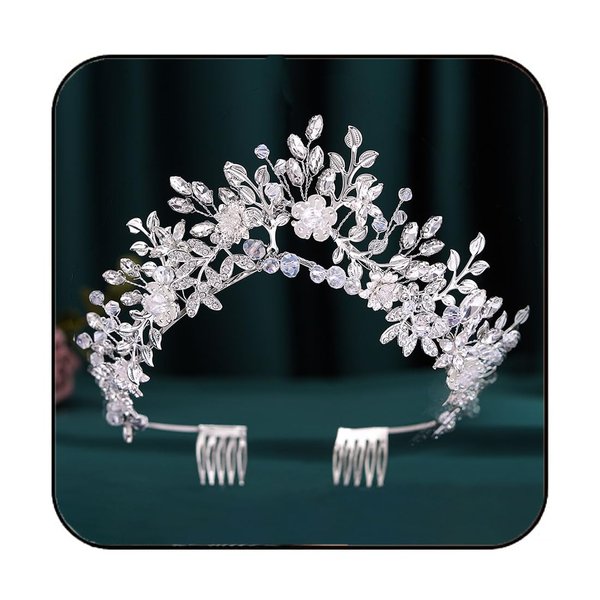 Kilshye Rhinestone Wedding Tiara Silver Leaf Bridal Headband Crystal Prom Princess Headpiece for Women