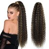 BHF HAIR Curly Wavy Ponytail 26 Inch chocolate brown mixed honey blonde Drawstring Ponytail Extensions Clip in Hair Extensions for women 6OZ.