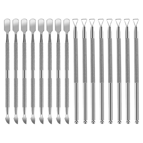 16 Pcs Cuticle Pusher Remover and Cutter, Stainless Steel Nail Gel Remover Nail Scraper Metal Cuticle Pusher Triangle Cuticle Peeler Scraper for Fingernails and Toenails