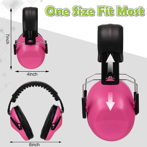 4 Pcs Kids Ear Protection Earmuffs Hearing Adjustable for Noise Reduction for Toddlers 27NRR Noise Cancelling Earmuffs (Pink,Green,Blue,Red)