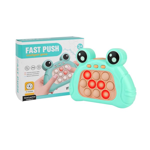 Quick Push Game Console - Mole Whacker Toy with 4 Modes Games and Instant Sound Feedback Handheld Fast Speed Pushing Game Exercise Hand Eye Coordination Gift Idea for Children 3-12 (Lake Blue)