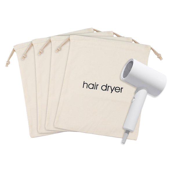 Hair Dryer Bags Bulk, Hairdryers Storage Drawstring Pouch, Blow Dryer Case Container Hairdryer and Styling Tools Accessories Bags for Hotel Home Airbnb Travel Bathroom 15 x 13 in (White 4 Pcs)