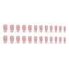 Pink Gradient Press on Nails Medium Square Fake Nails Pink Glue on nails Clear False Nails with Design Glitter Stick on Nails Upgrade Glossy Acrylic Nails for Women Girls Manicure 24pcs