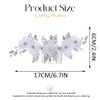 Gorais White Flower Bride Wedding Hair Comb Silver Leaf Bridal Hair Pieces Crystal Side Combs Hair Accessories for Women and Girls