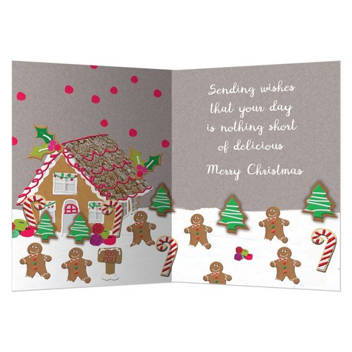 Tree-Free Greetings Holiday Greeting Cards, Gingerbread Merry Christmas, Vintage Brown Recycled Paper, Boxed Note Card Set, 10-Pack (HB93303)