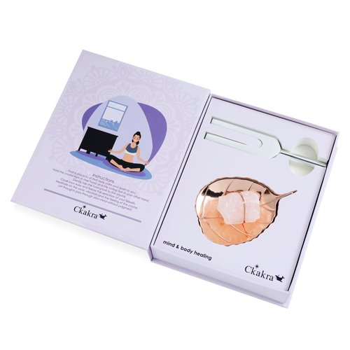 Ckakra Sound Therapy Tuning Fork,2048Hz Healing Rose Quartz Crystals Set, Meditation,Mindfulness,Zen Decor,Self Care Gifts for Women, Lilac Box, Rose Gold