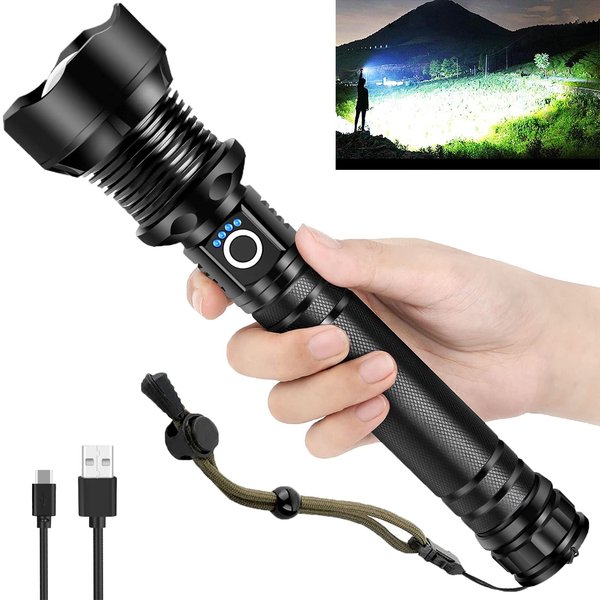 OMALIGHT Rechargeable 980000 High Lumens LED Flashlights, XHP90.2 Super Bright Flashlight with Zoomable & 5 Modes & IPX7 Waterproof for Camping
