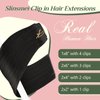 Black Clip in Hair Extensions Real Human Hair Straight Clip in Extensions Natural Black Hair Extensions Clip in Human Hair 7pcs 14 Inch 120g Hair Extensions Double Weft Clip in Extensions