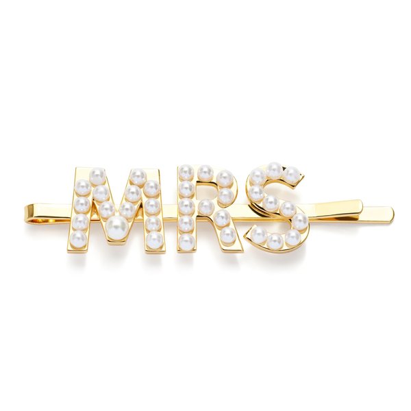 Kleinfeld Womens Bridal 'Mrs.' Bachelorette Crystal Hair Bobby Pin, Mrs/Gold, One Size