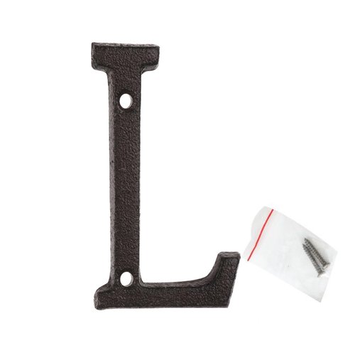 3 Inch House Letter, Address Letter for House, Metal Letters for Outdoor Signs, Cast Iron Metal Letter, Vintage Solid Metal Mailbox Number, Black Home Letter L (Matching Screws Included)