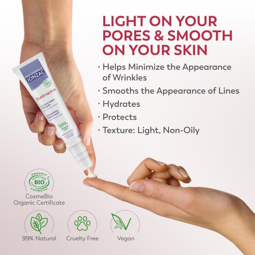 Eau Thermale Jonzac Sublimactive Organic Anti-Aging Smoothing Light Cream for Women - Firms and Smooths Skin - Light Texture - Natural Skin Care - Safe for Sensitive Skin - 1.35 fl oz