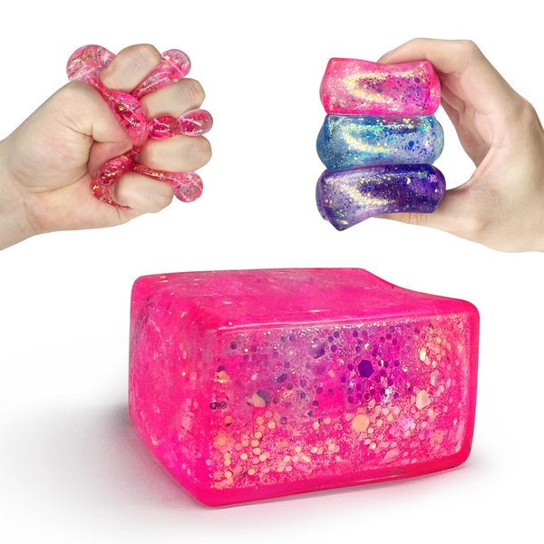 ZTATU ICE Chunk Stress Balls for Adults (1PCS) Squishy Stress Ball Autism Sensory Toys, Squishy Fidget Toys, Squeeze Ball Party Favors Stress Relief Toy, Sensory Toys for Autistic Children (Pink)