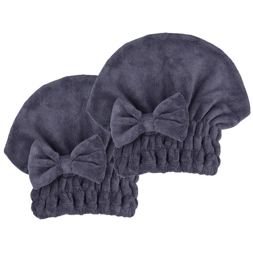 MAYOUTH Microfiber Hair Drying Towels Head wrap 2-Pack with Bow-Knot Shower Cap Hair Turban hairWrap Bath Cap for Curly Long & Wet Hair Gift for Women