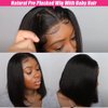 MIMORE Frontal Bob Wig 4x4 Bob Closure Wigs Human Hair 150% Density Short Straight Bob Wig Human Hair Glueless Wigs Human Hair Pre Plucked Hairline with Baby Hair 14” Human Hair Wigs for Black Women