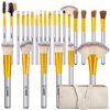 Makeup Brush Set, VANDER 24pcs Premium Synthetic Makeup Brushes for Foundation, Professional Eyeshadow, Eyeliner, Concealer Make up Brush Kit with Leather Travel Makeup bag, Champagne