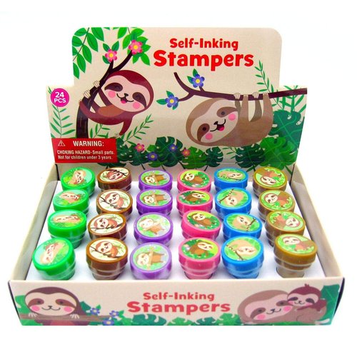 24 Pcs Sloths Stampers for Kids Sloth Birthday Party, Sloth Party Favors, Goody Bag Filler Treats, Classroom Rewards, Carnival Prizes Teacher Stamps