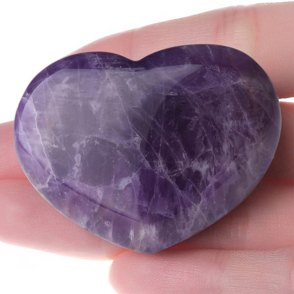 MAIBAOTA 45 mm Amethyst Healing Crystals Big Heart Love Crystal Palm Stone Reiki Crystal Gemstone Crystal Gifts for Mom Mothers Day Valentines Day Palm Worry Stones for Anxiety