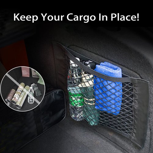 Universal Mesh Cargo Net for Car Trunk Storage,Elastic Small Automotive Cargo Net Pocket Wall Sticker Organizer Pouch Bag Storage for SUV,2 Pack with Tape Stickers