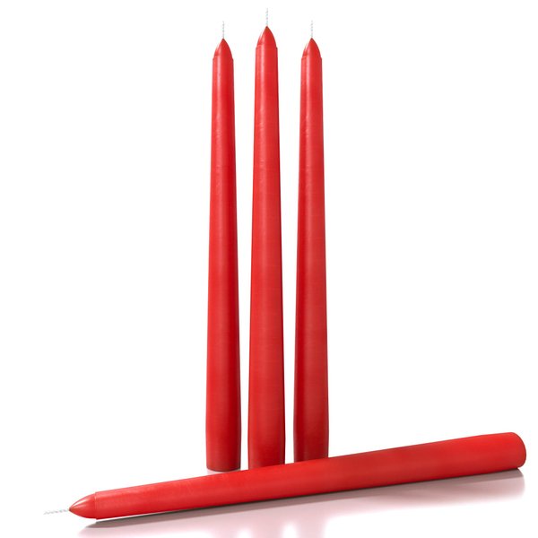 CANDWAX 10 inch Taper Candles Set of 4 - Dripless Taper Candles and Unscented Candlesticks - Perfect as Dinner Candles – Red Candles