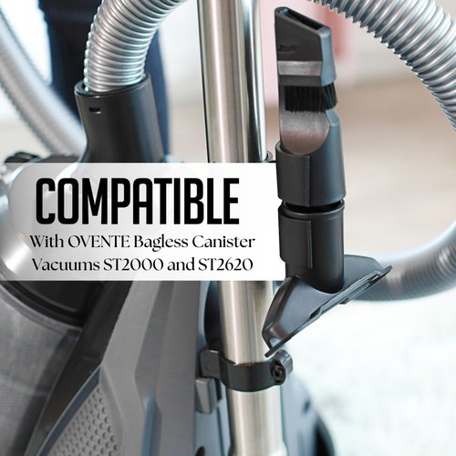OVENTE Replacement Nozzle Head Attachment for Bagless Canister Vacuum Cleaner ST2000 and ST2620 Models, Easy to Use Multi-Surface Suction for Sofas, Chairs and Other Furniture, Black ACPST2673