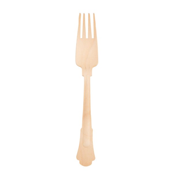 Birchware Elegant Forks 7.75” - (100 Count) Compostable Wooden Forks, Biodegradable Party Supplies, Sturdy, Heat Tolerant and Eco-Friendly.