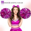 Canlierr 2 Pack 14 Inch Metallic Cheerleading Pom Poms with 2 PCS Cheerleader Hair Bows for Kids Adults Team Spirit Cheering Football Baseball Softball Dance(Rose Red)