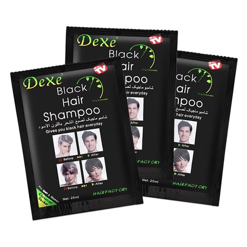 10 PCS Dexe Black Hair Shampoo Instant Hair Dye for Men Women Black Color - Simple to Use - Hair Dye Permanent - Last 30 days - Natural Ingredients, Black Hair Dye Shampoo Great Choice for Woman&Man
