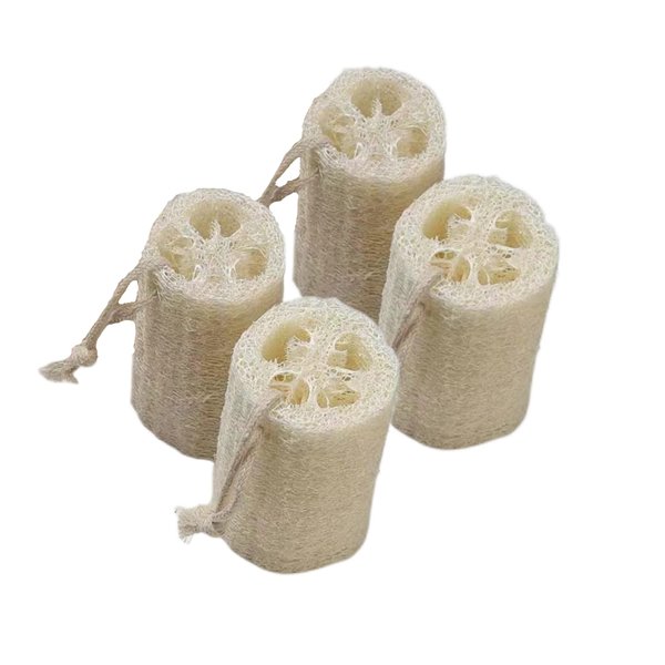 ENLAYER 100% Natural Loofah Sponge 4 Pack of (4.72" Length), Reusable Natural Loofah Sponge Exfoliating Body Scrubber for Men and Women, Ideal for Skin Care