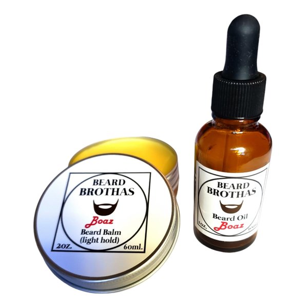 Beard Brothas Boaz Scent Beard Oil and Balm Set - Condition and Style Your Beard with All-Natural Ingredients