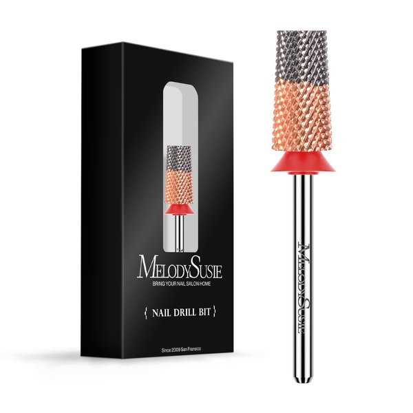 MelodySusie Tapered Barrel Nail Drill Bits, 3/32'' Carbide Tungsten Bits, Suitable for Manicure Pedicure Cuticle Gel Polishing, Technicians Bits, Silver & Rose Gold, Series Bit-S, Extra Fine