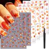 6sheets Fall Nail Stickers for Nail Art 3D Self Adhesive Maple Leaf Nail Art Stickers with Tweezers Fiery Red Maple Leaves Nail Decals Autumn Nail Design Stickers for Women Girl DIY Nail Decoration