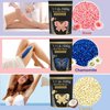 Wax Beads for Hair Removal, Hard Wax Beads for Sensitive Skin, 1.1LB Painless Wax Beans for Bikini, Eyebrow Facial for At Home Pearl Waxing Beads with 20 Spatulas for Women Men(Cream)