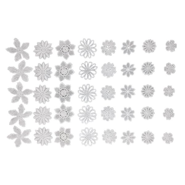 Honbay 40pcs Mix Style White Hollow Out Lace Flower Applique Patch Sewing Craft Decoration