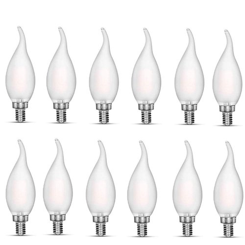 carryBC Candelabra LED Bulbs 2700K 40w Equivalent Improve Flame tip Frosted Glass E12 Base Warm White Decoration E12 LED Bulb Dimmable 12 Pack