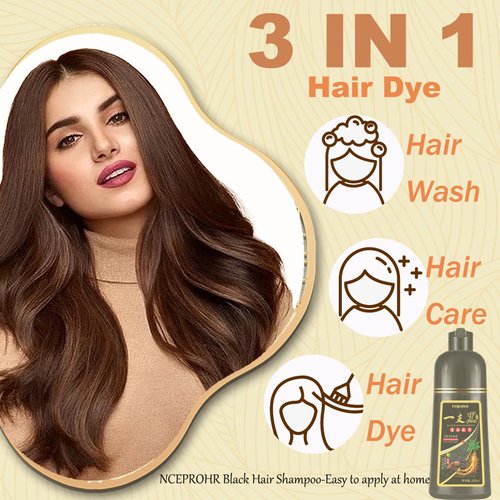 Instant Coffee Hair Dye Shampoo 3 in 1- Herbal Coffee Hair Color Shampoo Hair Dye for Women & Men, Long Lasting Coffee Hair Shampoo Safe & Easy to Use Coffee Shampoo 16.90 Fl OZ (Coffee)
