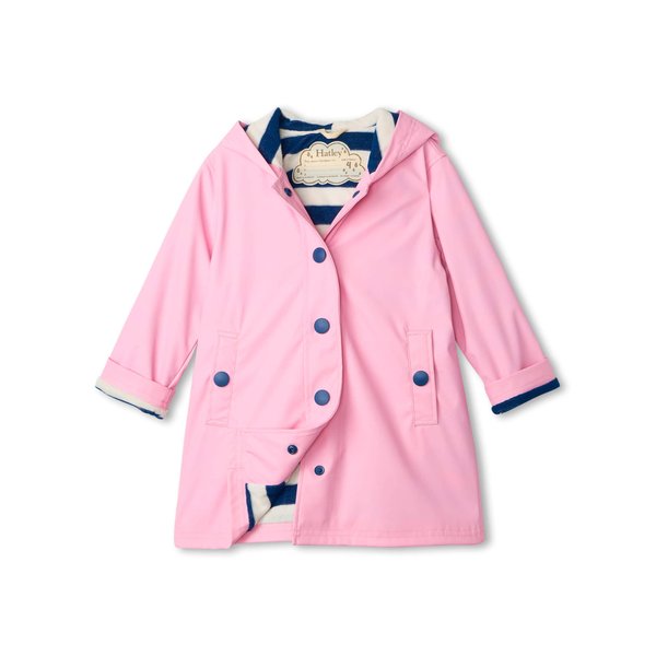 Hatley Kids Button-Up Rain Jacket, Classic Pink, 4T