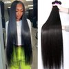 Straight Bundles Human Hair 20 22 24 Inch 100% Unprocessed Brazilian Virgin Remy Hair Natural Wave Bundles Human Hair Extensions Double Weft Natural Black for Women