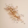 Jumwrit Bridal Hair Comb Rhinestone Crystal Headpiece Handmade Flower Leaves Pearl Hair Comb for Bride Bridesmaid Wedding Hair Accessories for Women Girls（Gold）