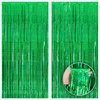 KatchOn Iridescent Green Streamers Backdrop - 3.2x8 Feet, Pack of 2 | Green Birthday Decorations | Green Backdrop, Jungle Party Decorations | Green Halloween Backdrop for Halloween Decorations