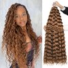 Bileaf Water Wave Crochet Hair Brown Soft Curly Braiding Hair for Knotless Boho Goddess Locs Braids Synthetic Hair Extensions, Long Braiding Hair Deep Wavy Crochet Hair for Braids 30 Inch 7 Packs