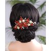 BERYUAN Wedding Pearls Crystal Rhinestone Hair Comb Pearls Crystal Flowers Bride Headpiece Red Wine Crystal Pearls Wedding Hair Accessories Handmade Wedding Hairband for Wedding Women and Girls (red