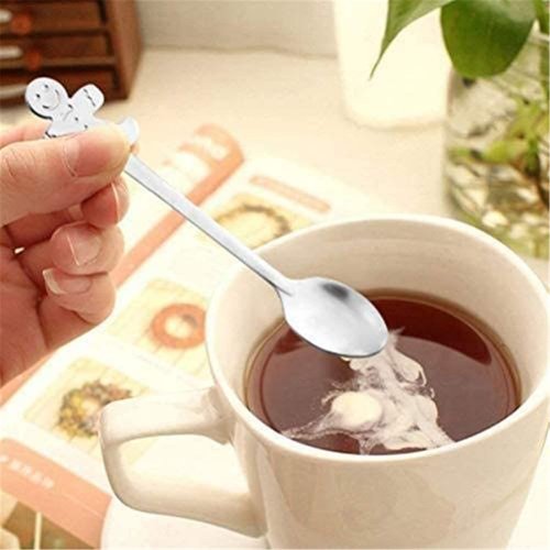 Eshylala 8 Pack Creative Christmas Spoon Stainless Steel Coffee Spoon Christmas Stirring Spoon Tea Spoon Soup Spoon, 5 Inch