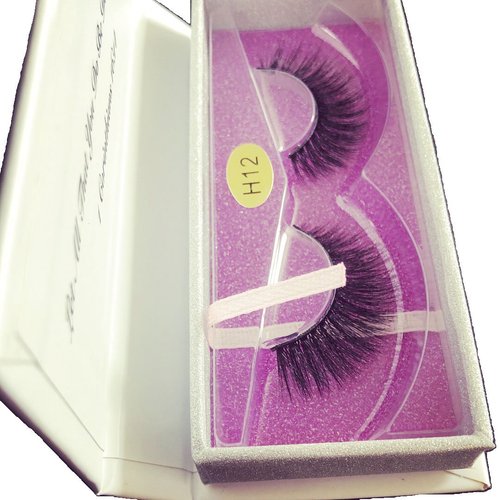 Curled Handmade Reusable 3-D 100% Mink Fur False Eyelashes for Make Up with Tweezer (black)