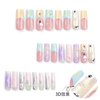QQPPOLIU Long Press on Nails Coffin Shape 3D Fake Nail Glue on Acrylic Nails French Artificial Nails with Butterfly and Pearl Design Chrome Push on Nails for Women and Girls 24 Pcs