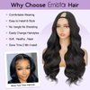 Emistar Wavy V Part Wig Wear And Go Glueless U Part Wig Body Wave Natural Black Synthtic Hair Soft As Human Hair Wigs For Black Women (Natural Black, 24 Inch)