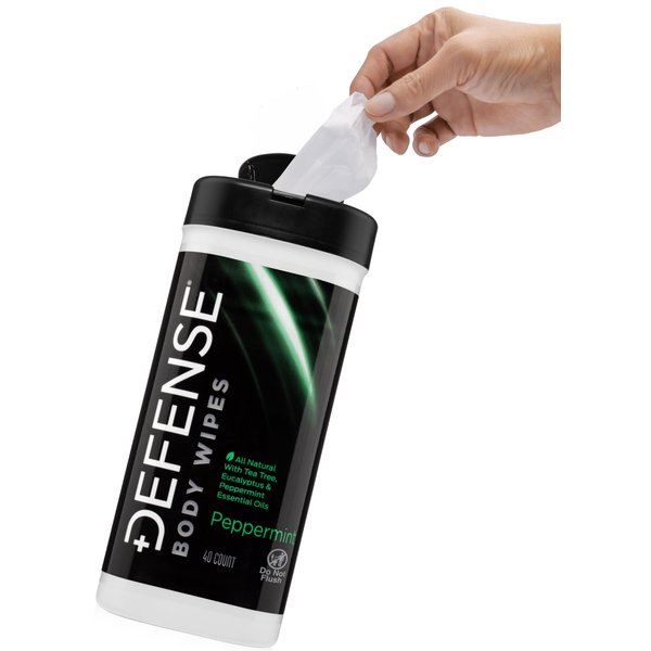 Defense Soap Peppermint Body Wipes 40 Count with All Natural Tea Tree Oil | Post Workout, Sport, Wrestling, Camping, Shower Wipes for Men and Women
